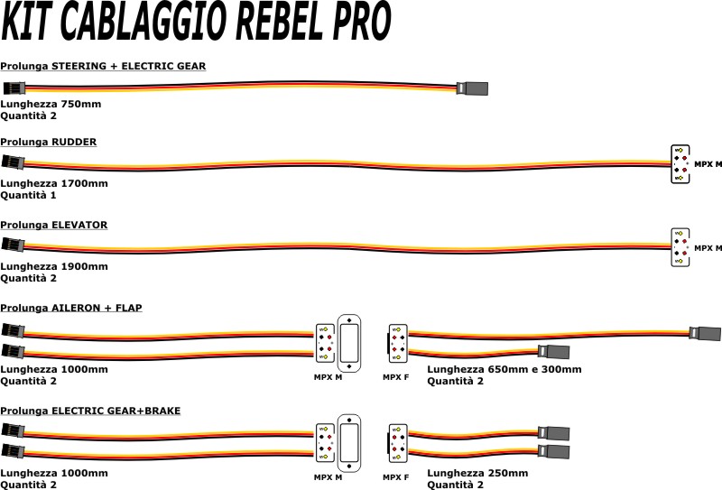 Rebel PRO PIROTTI cables kit with cables for electric landing gear